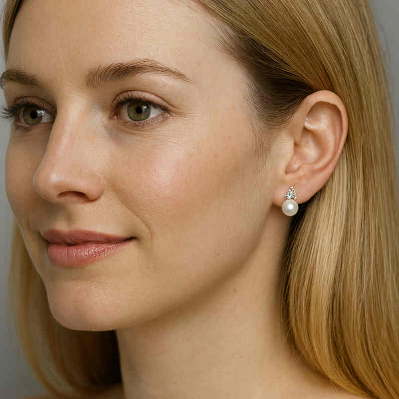 Обеци с перли и диаманти "Bianco incanto" - Image 3