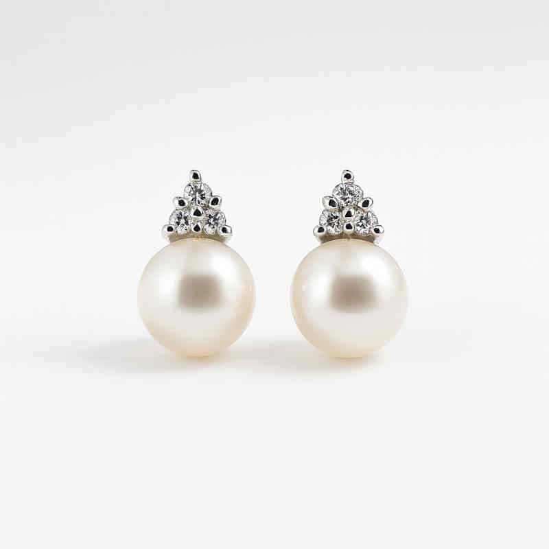 Обеци с перли и диаманти "Bianco incanto"