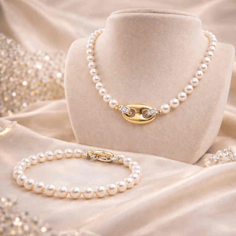 Комплект с перли и диаманти Preziosa